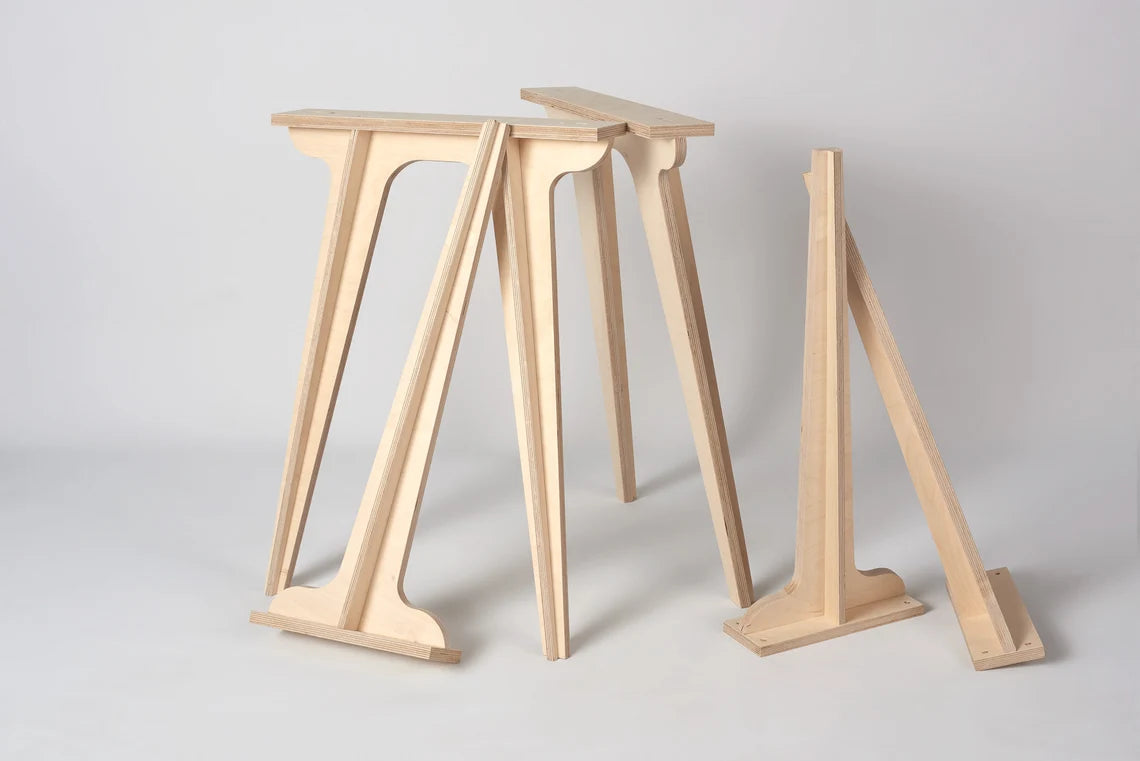 Birch plywood hairpin table legs with a sleek mid-century modern design.