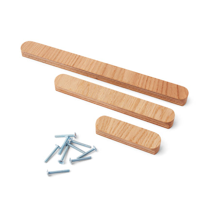 Wide Oak Veneer Handle – Minimalist Mid-Century Inspired Hardware