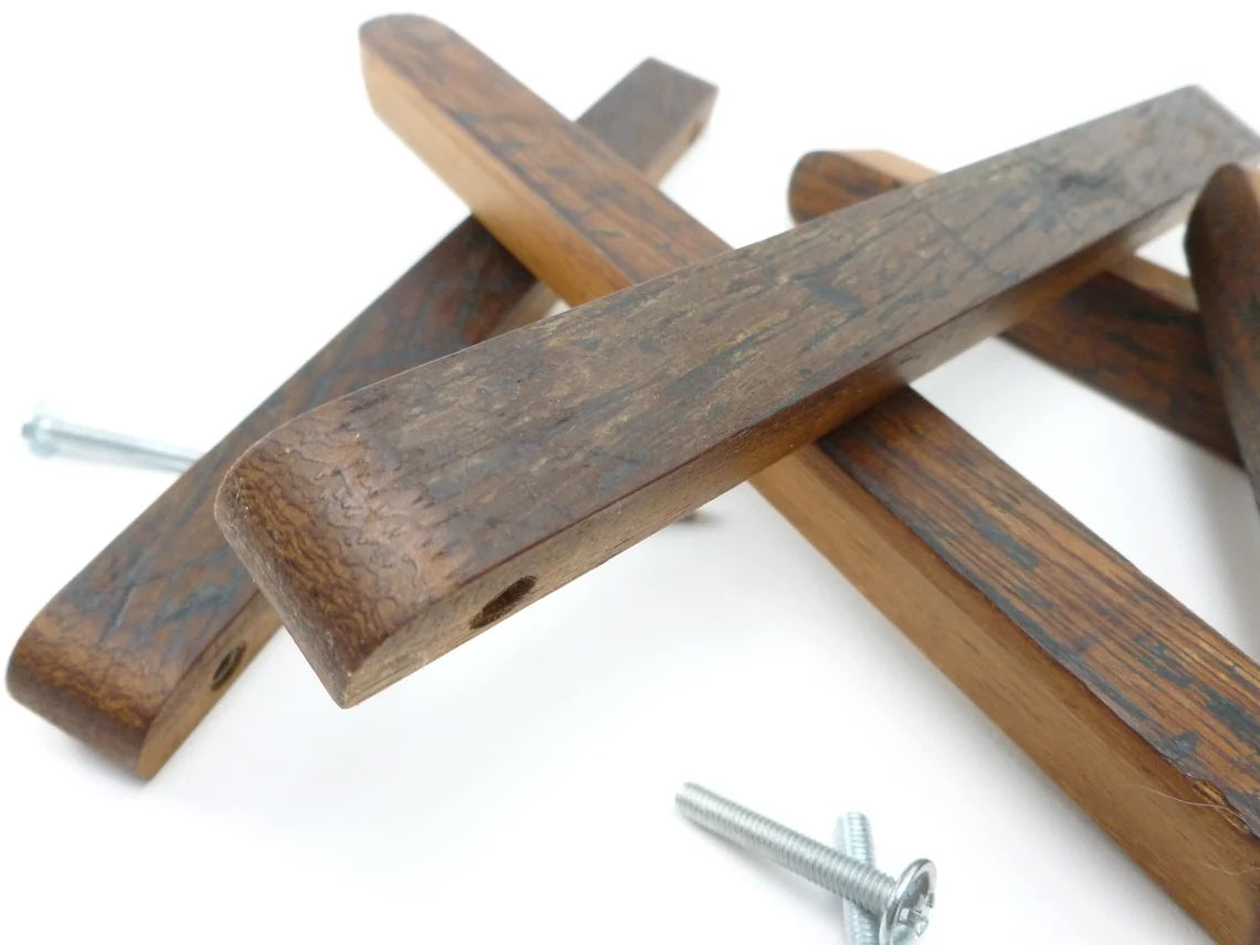 Eco-friendly handmade Iroko wood drawer pull