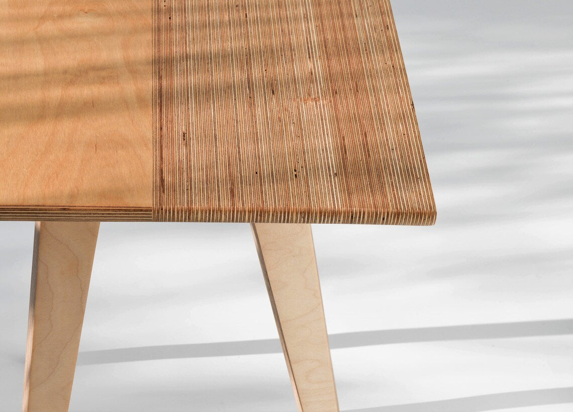 Eco-friendly side table crafted from reclaimed birch plywood