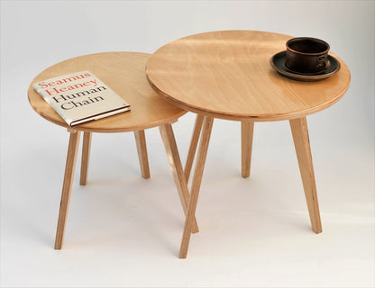 Functional wooden nesting coffee tables for small spaces