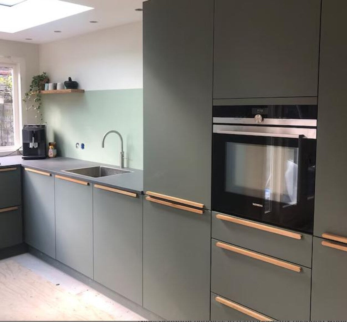 Handcrafted oak wood handles for cabinets, wardrobes, and drawers