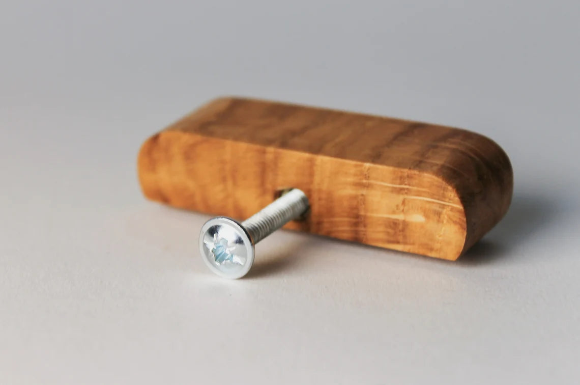 Alt Text: Handcrafted wood knob featuring a beautiful vintage look.

