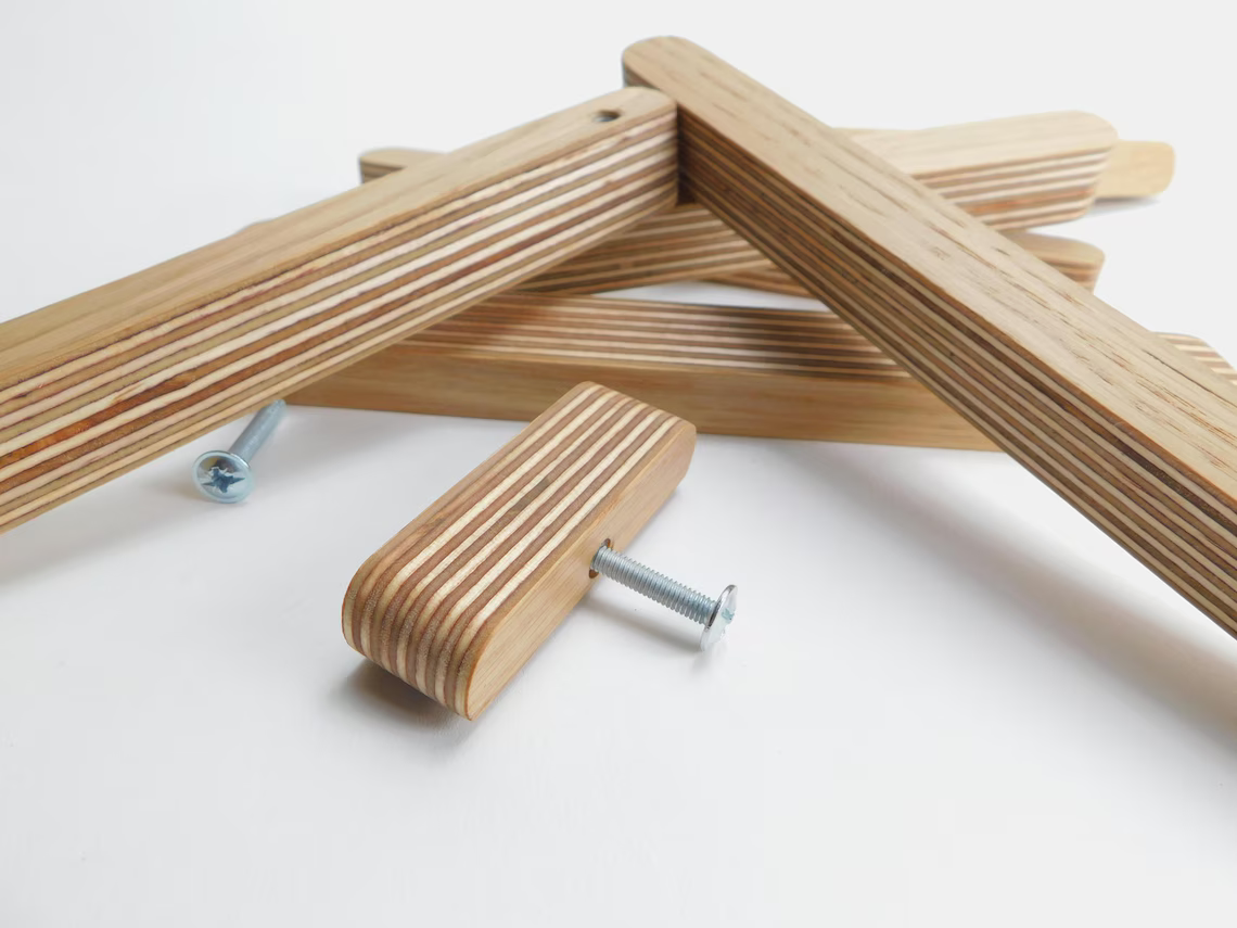 Handmade wooden handles for doors and drawers