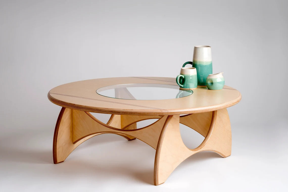 Minimalist side table with sturdy plywood construction, perfect for living room decor.