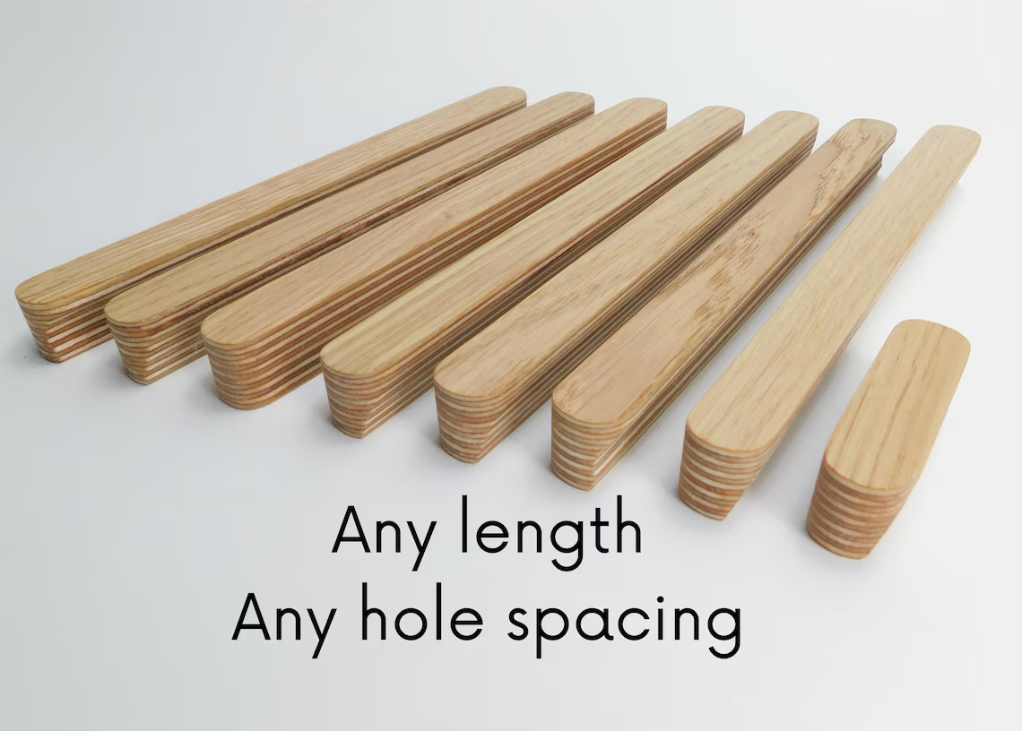 Oak Veneer Wooden Handles for Cabinets, Doors & Drawers | midray.co.uk