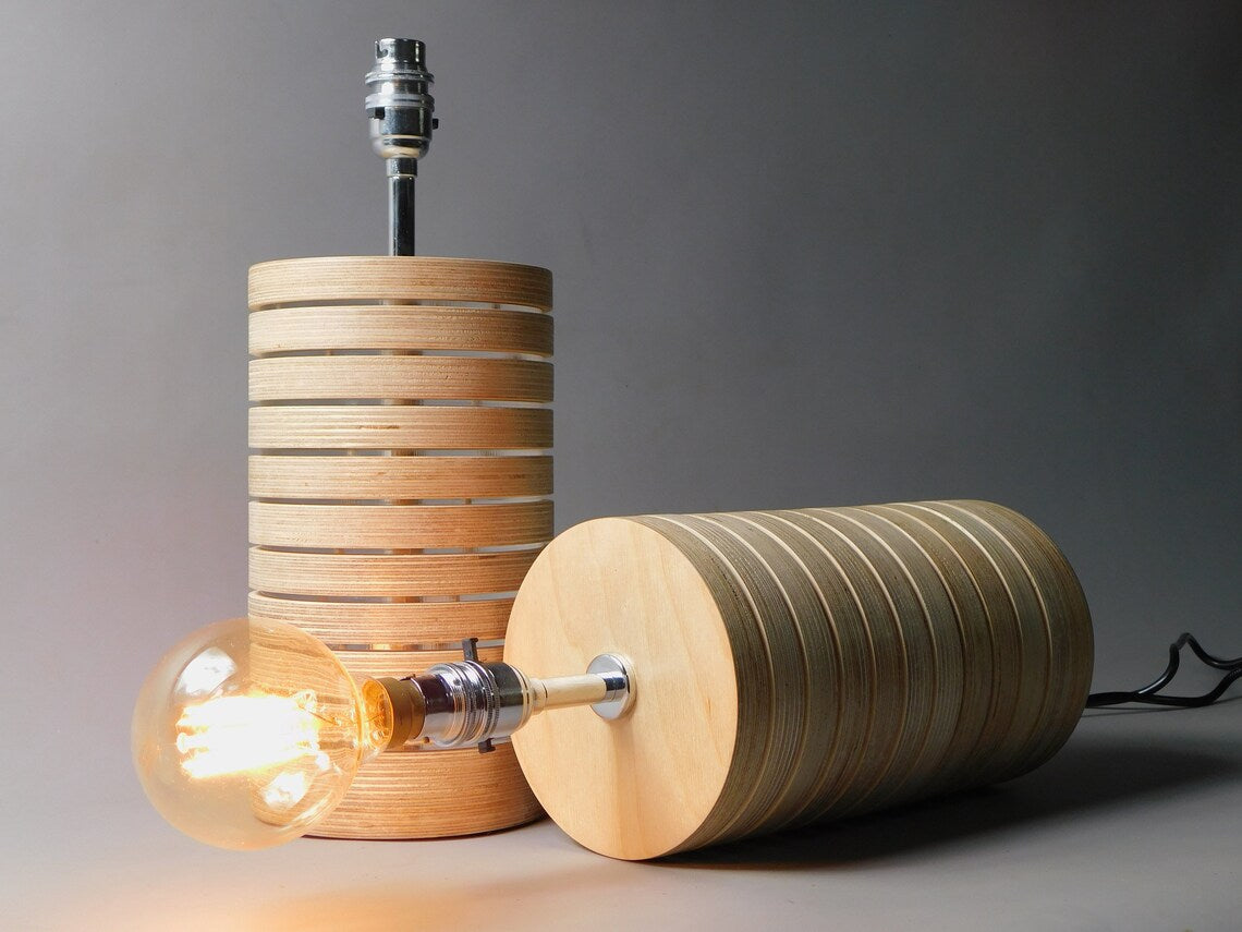 Rustic modern table lamp base, handcrafted in the UK with a unique design