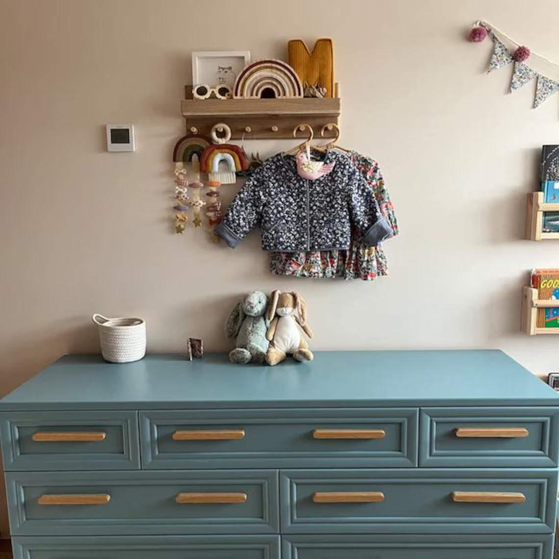 Sleek wooden drawer pulls with smooth finish