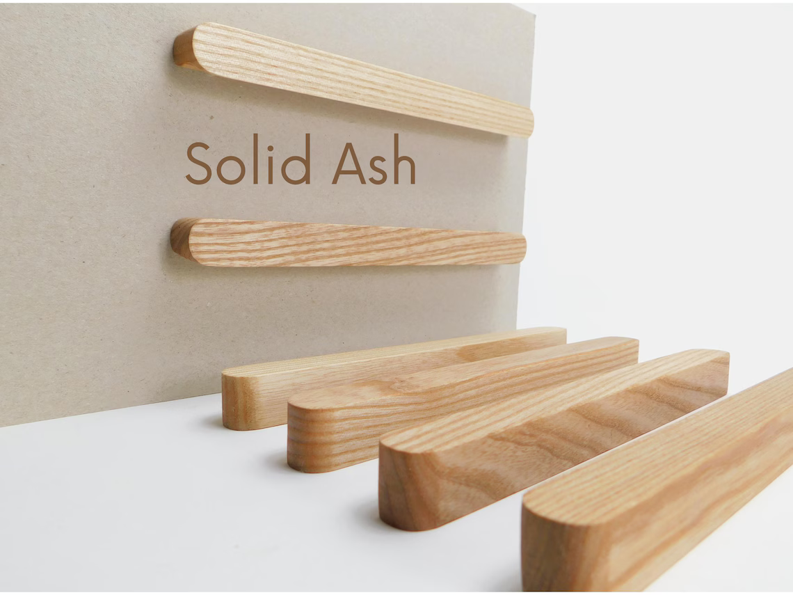 Solid Ash Wood Handles - Cabinet, Drawer, Wardrobe Pulls | midray.co.uk